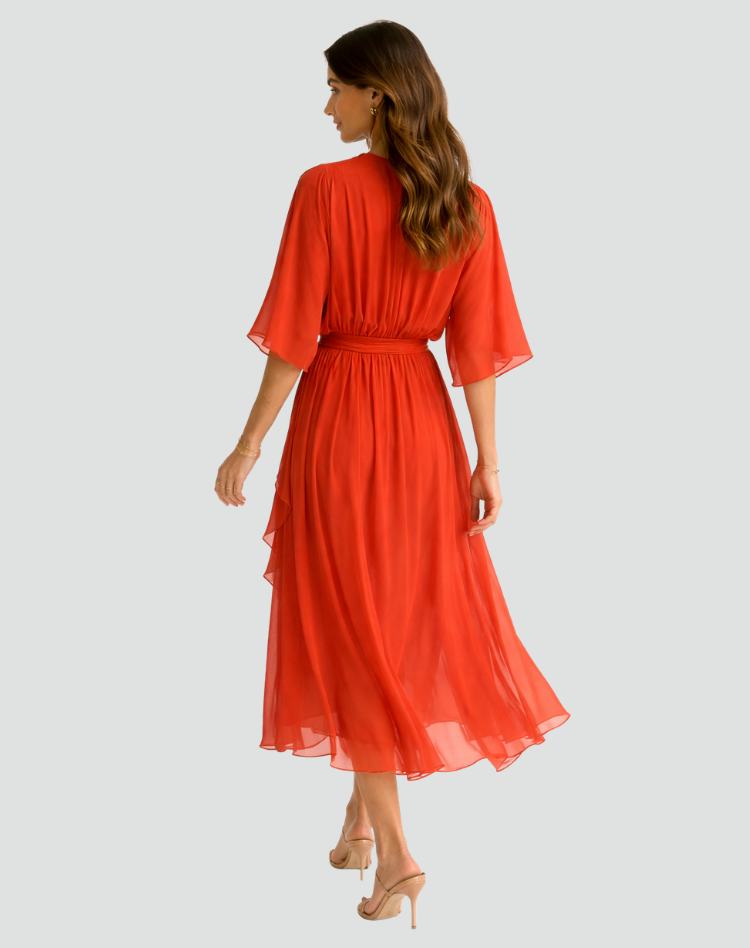 Women's formal wrap midi dress