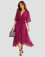 Women's formal wrap midi dress