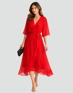Women's formal wrap midi dress