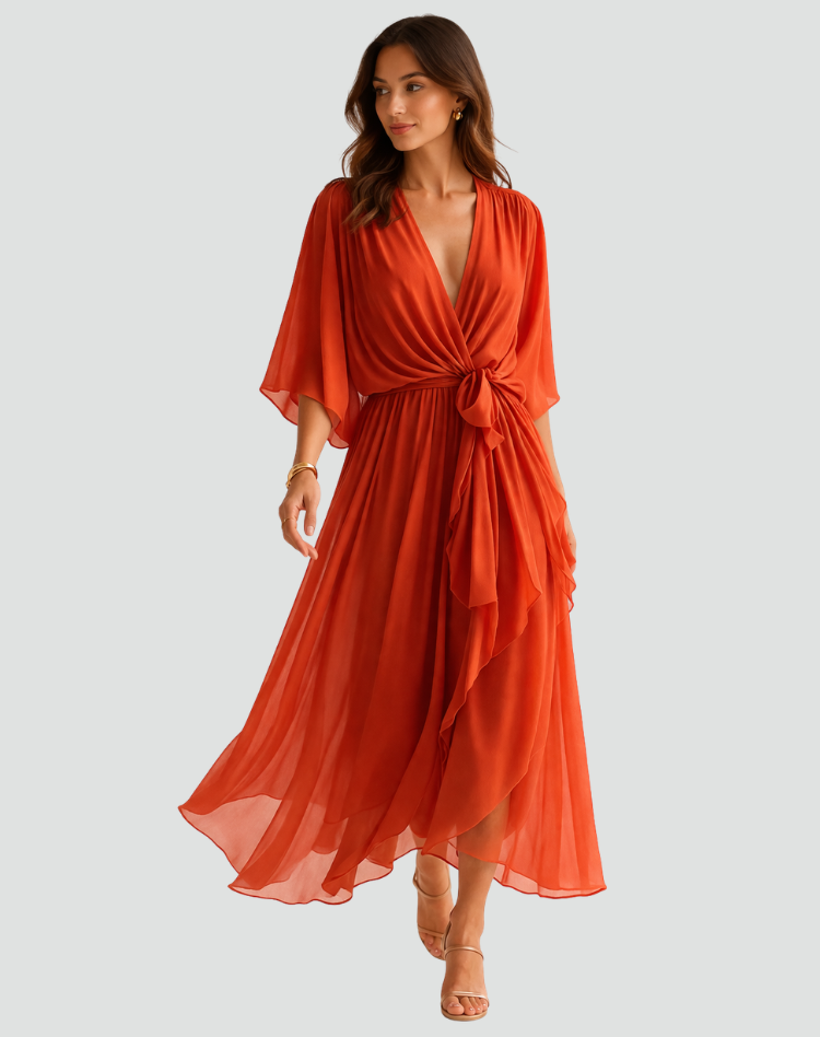 Women's formal wrap midi dress
