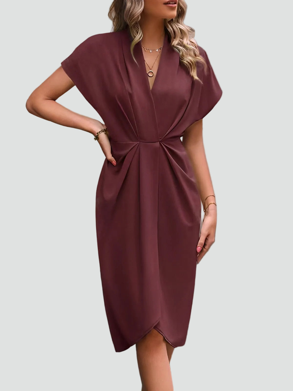 Women's wrap v-neck cocktail dress