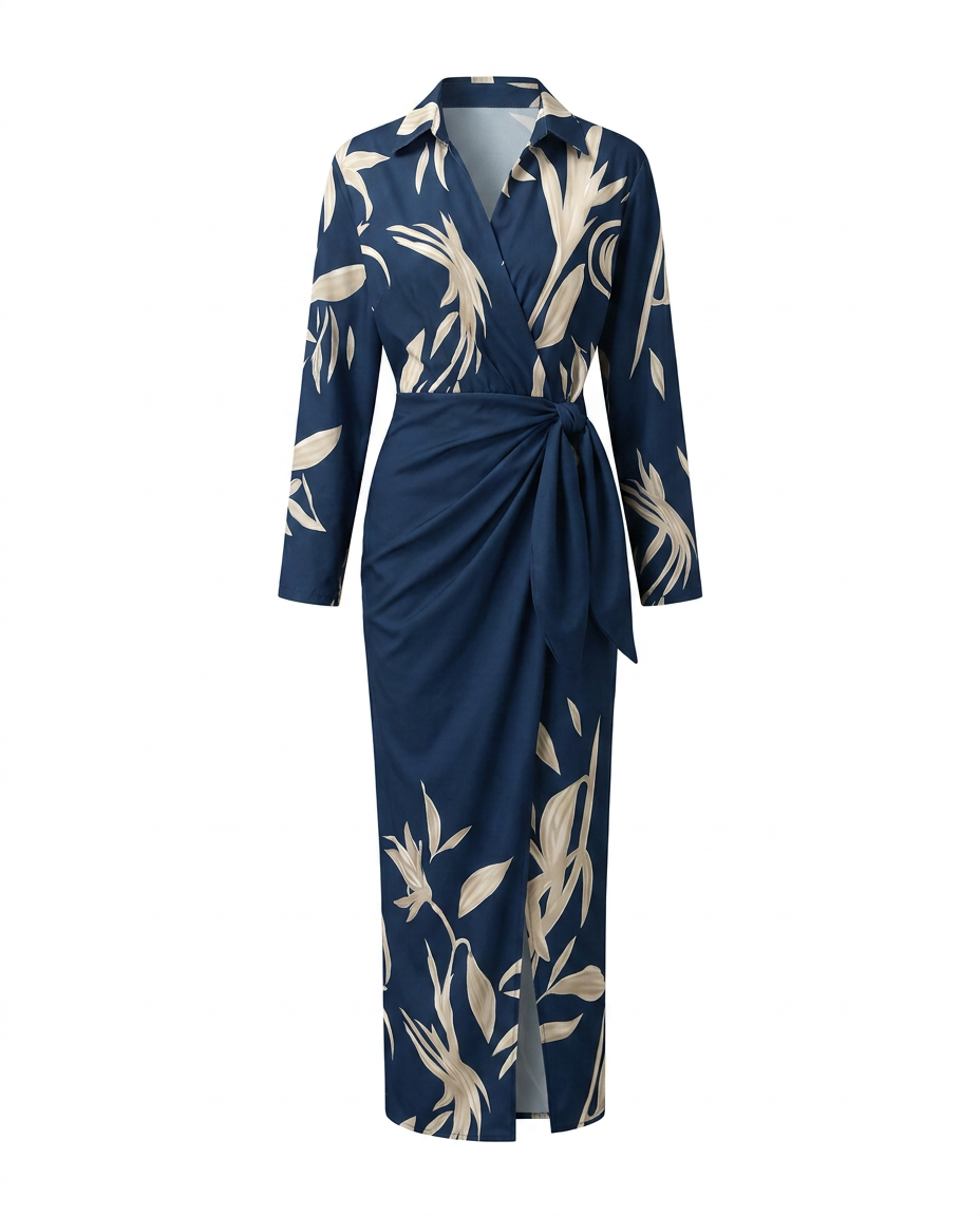 Women's wrap v-neck summer maxi dress