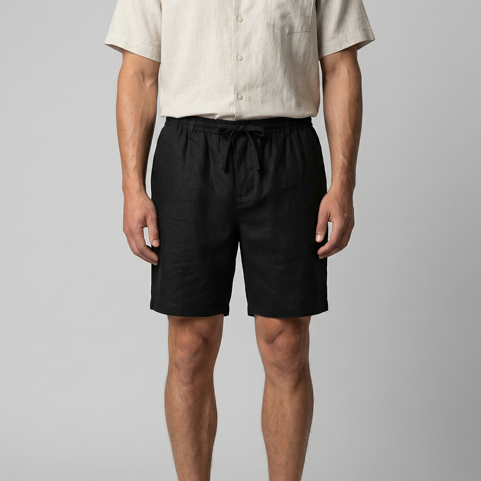 Men's drawstring straight summer shorts